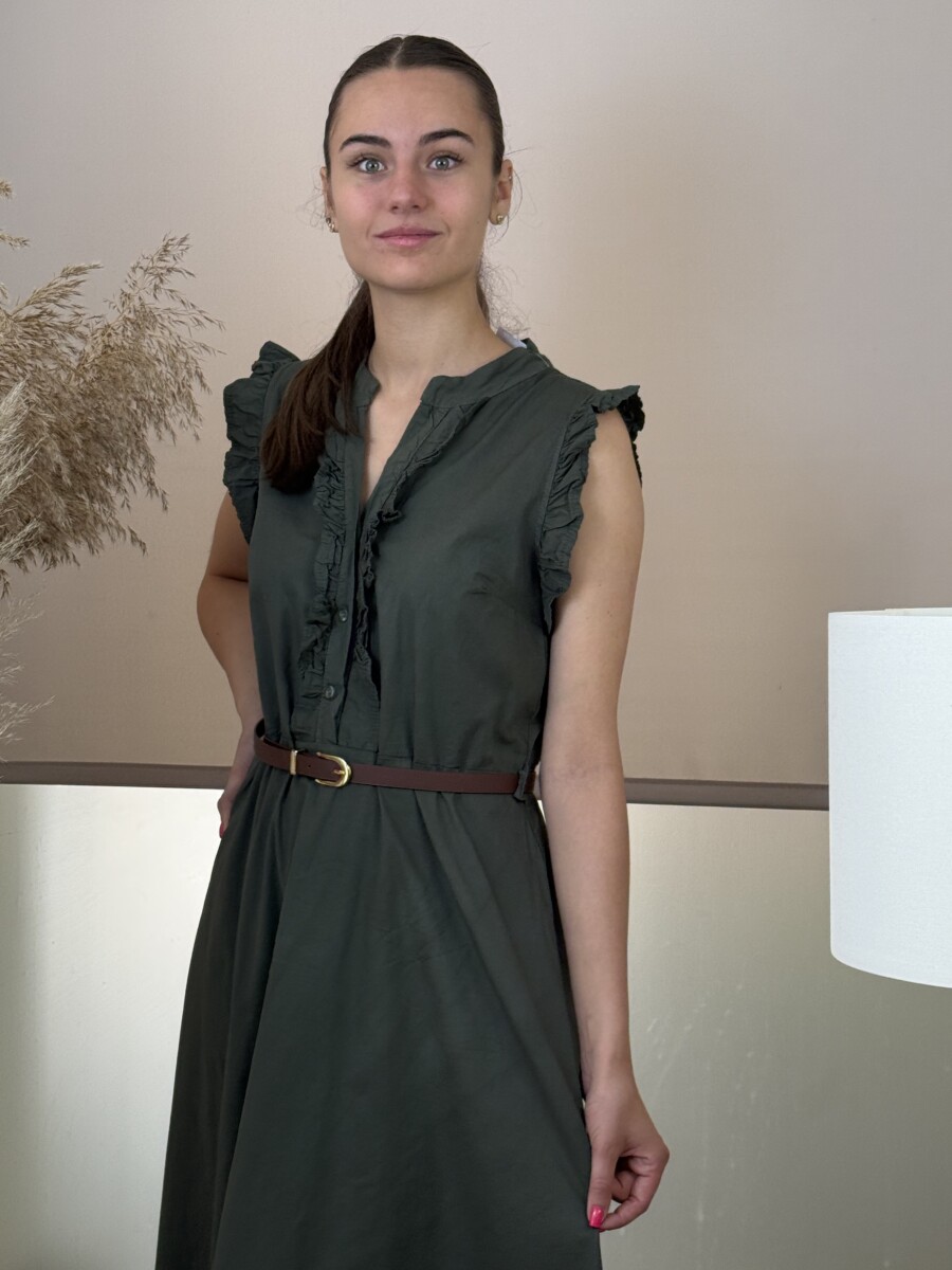 Zsabós maxi pamutvászon ruha - khaki - Kép 11