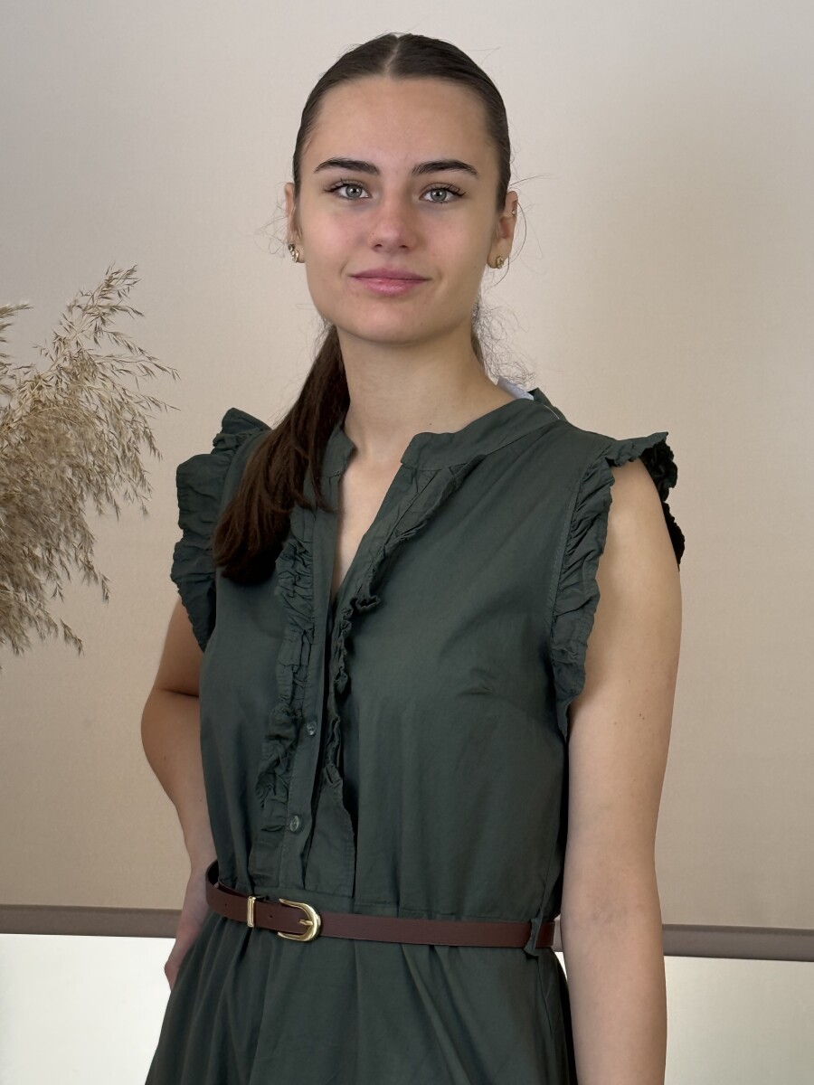 Zsabós maxi pamutvászon ruha - khaki - Kép 4