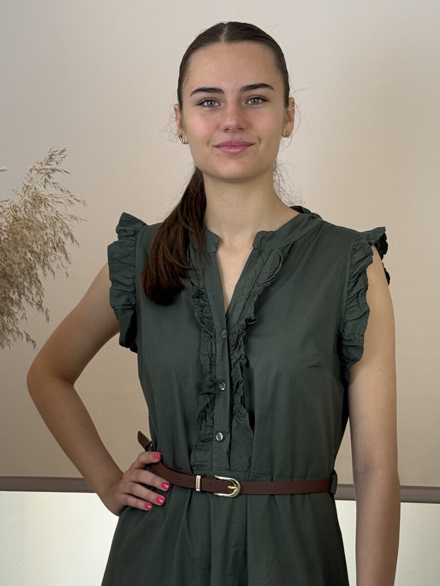 Zsabós maxi pamutvászon ruha - khaki - Kép 6