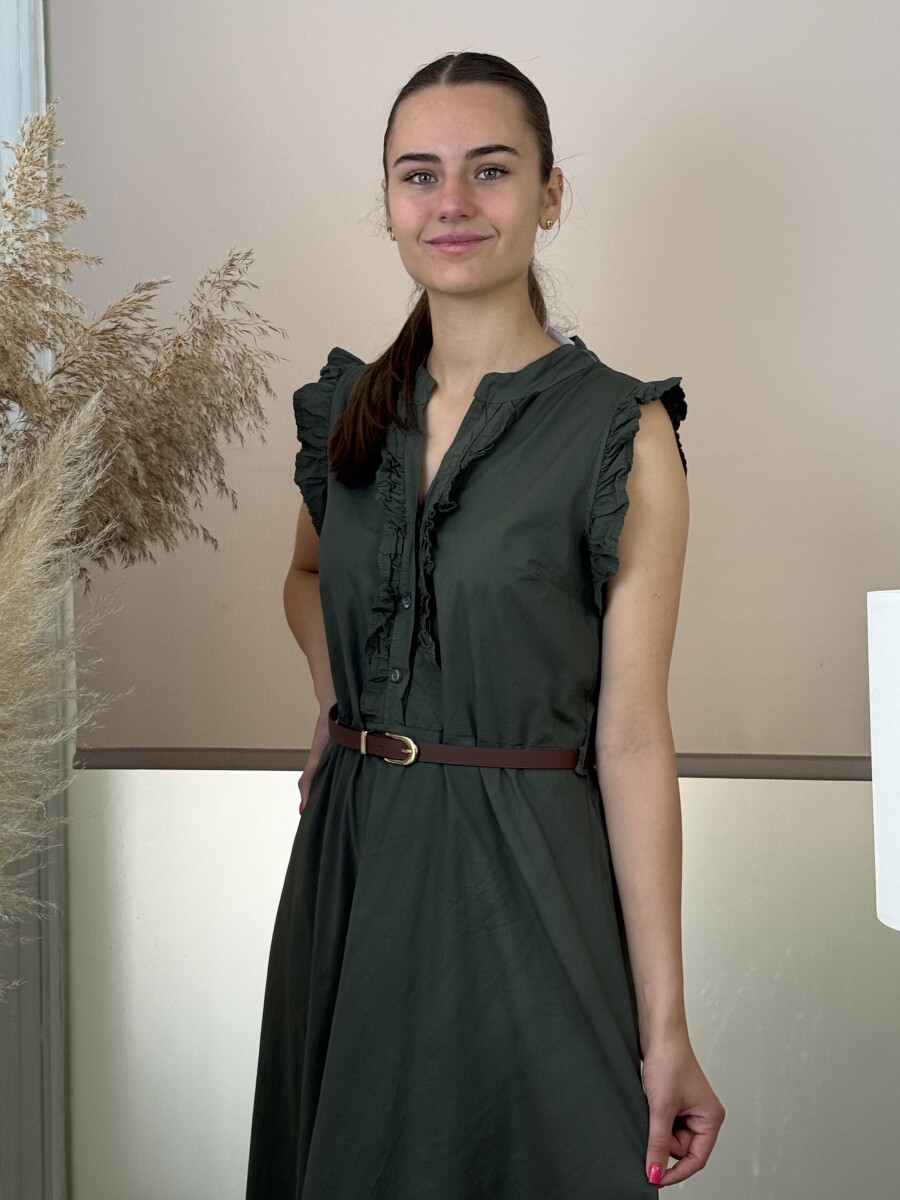 Zsabós maxi pamutvászon ruha - khaki - Kép 9