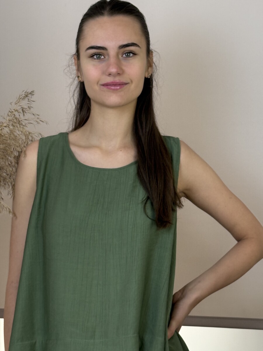 Ujjatlan blúz - khaki - Kép 3