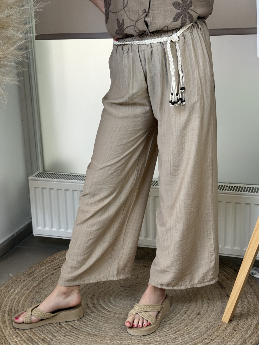 Öves bőszárú Nadrág - camel - Kép 9
