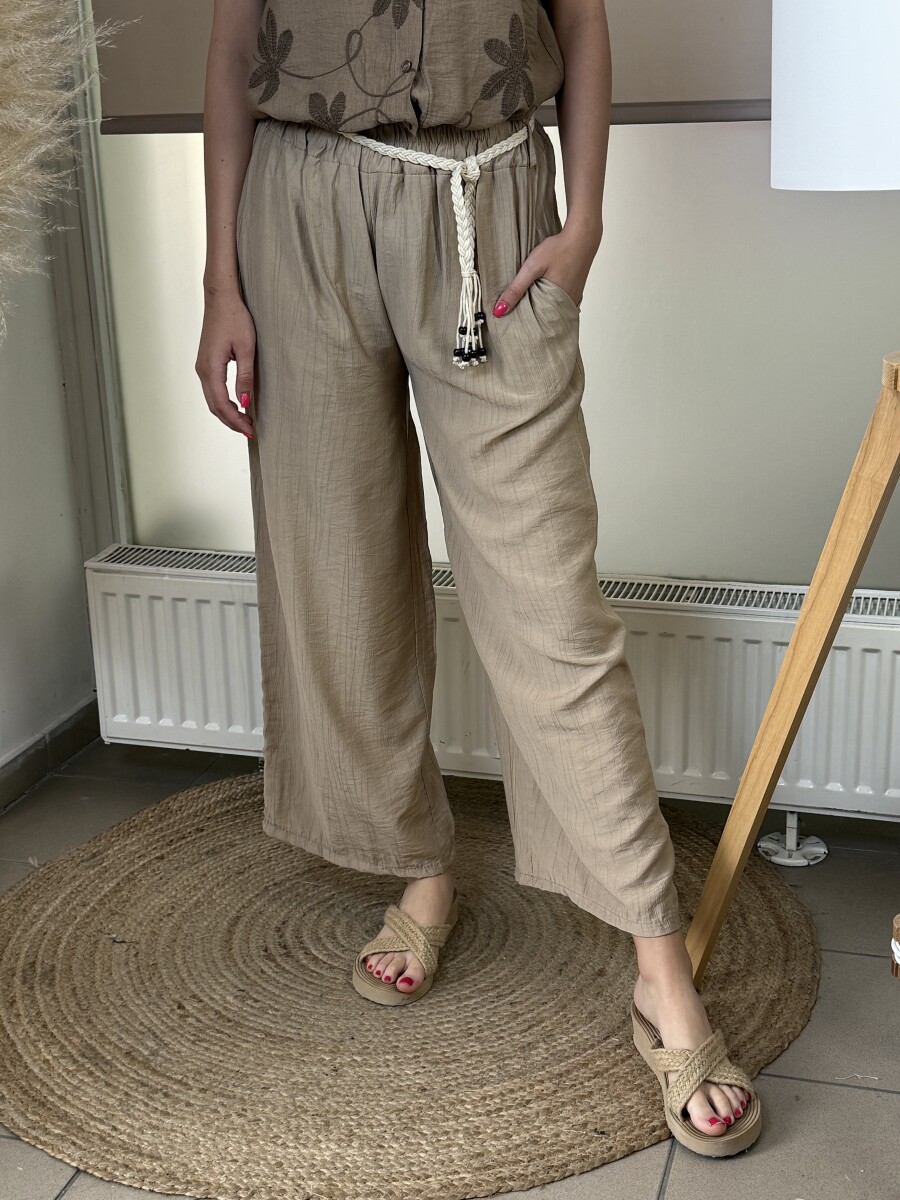 Öves bőszárú Nadrág - camel - Kép 4