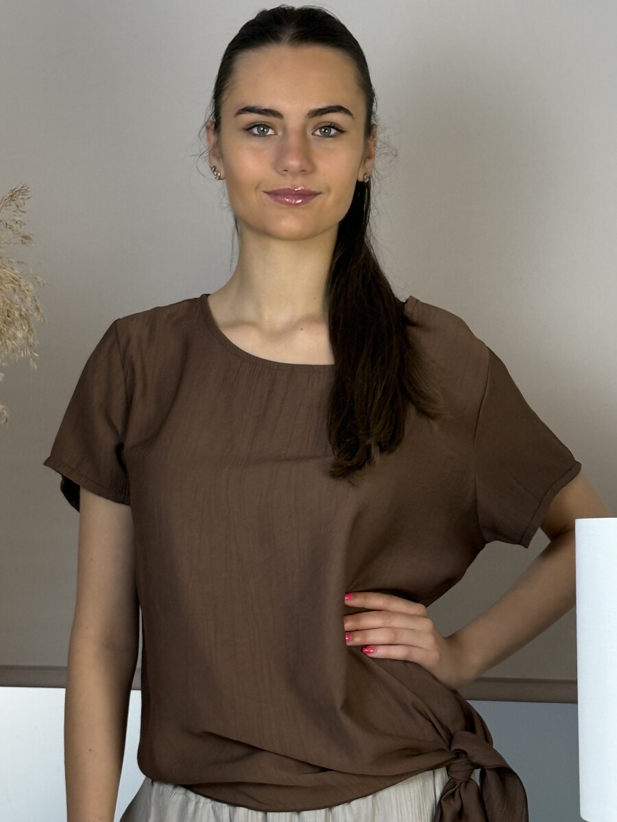 Kötős blúz - barna - Kép 6
