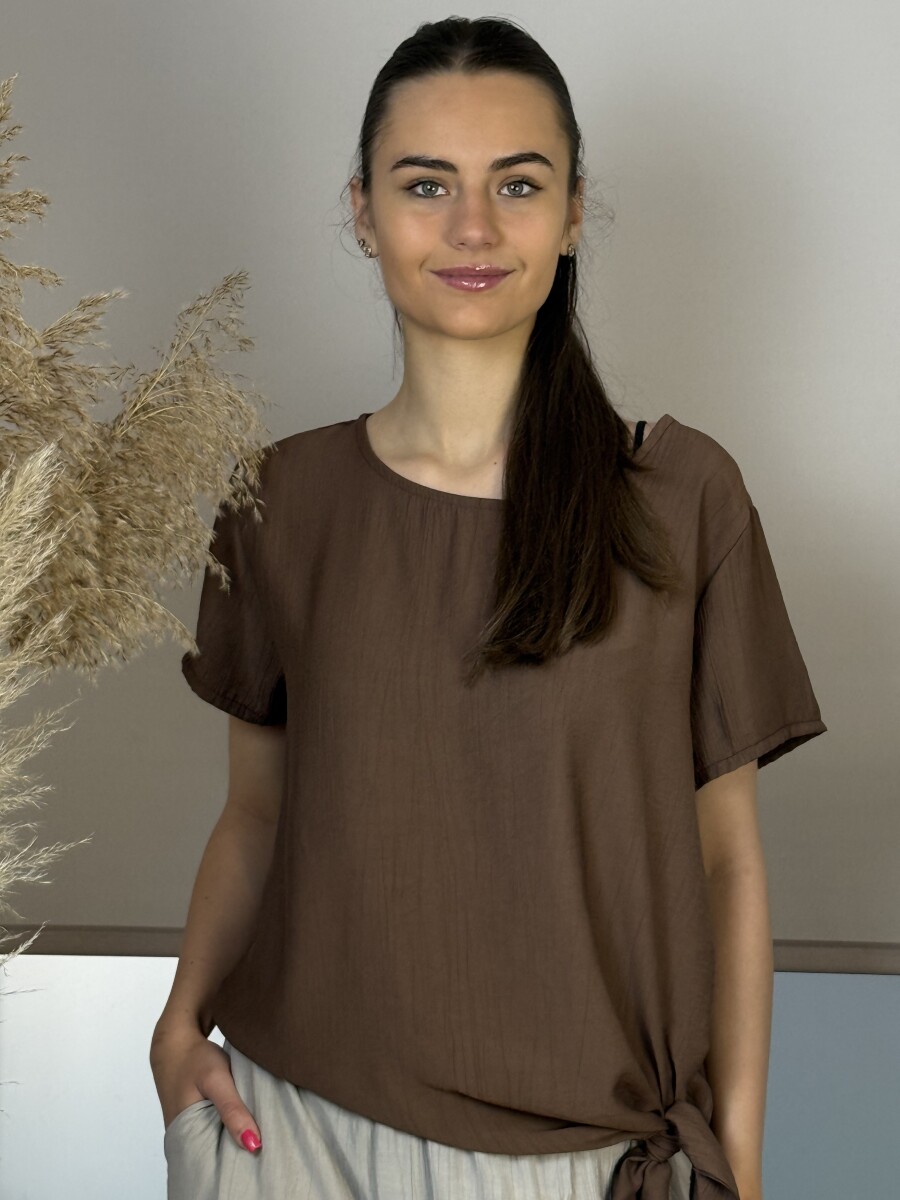 Kötős blúz - barna - Kép 9