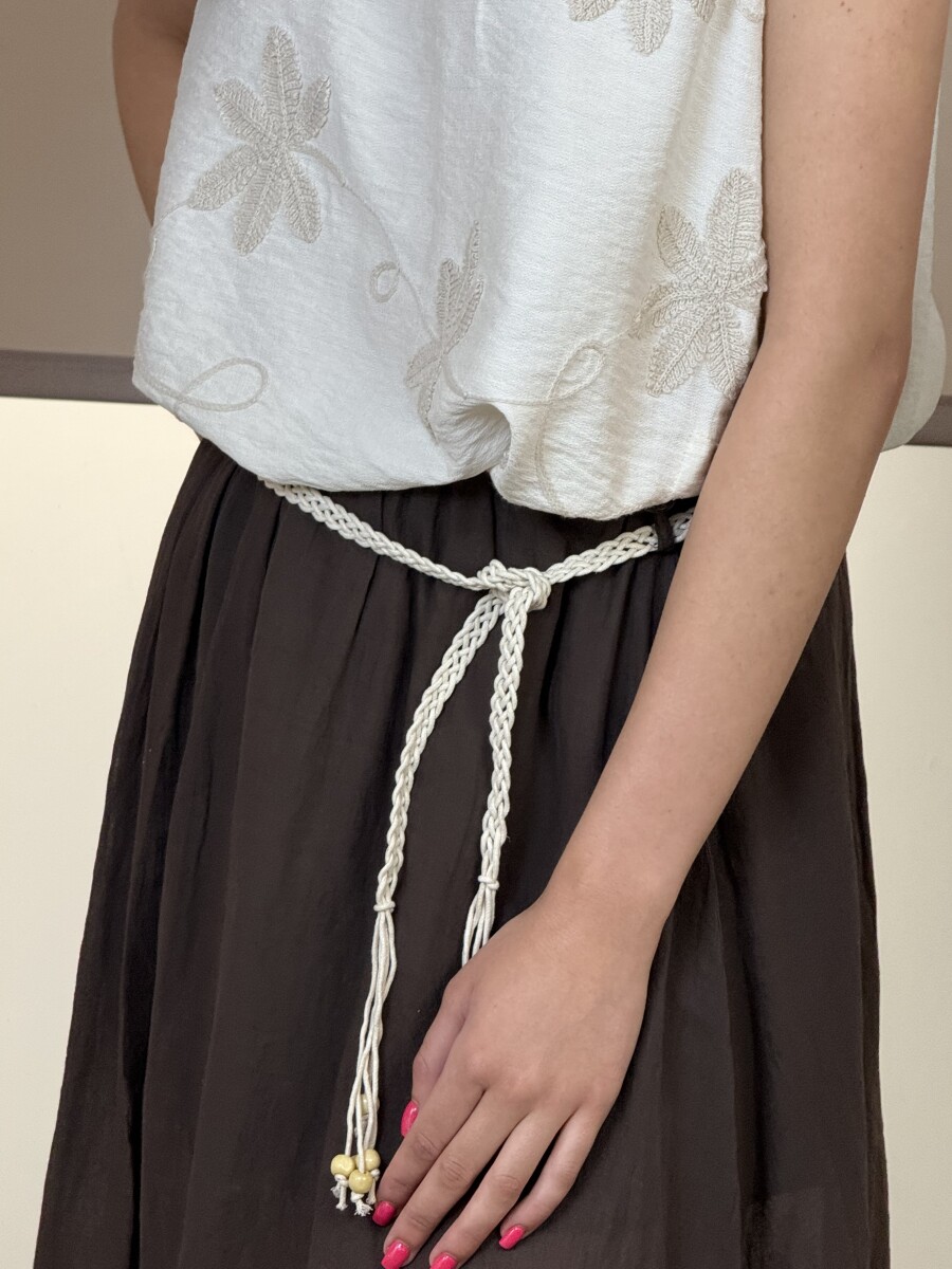 Pamutvászon szoknya övvel - barna - Kép 4