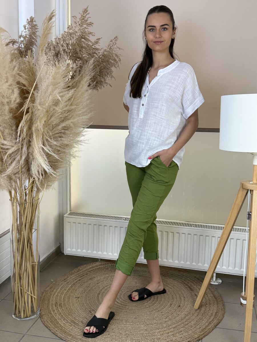 Gombos géz blúz - fehér - Kép 3