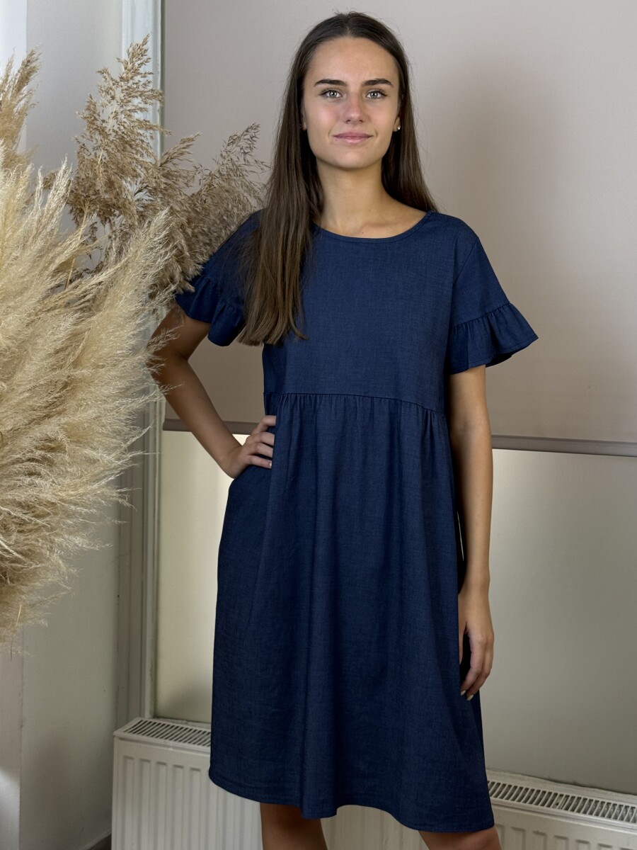 Rövid farmer ruha - indigókék - Kép 4