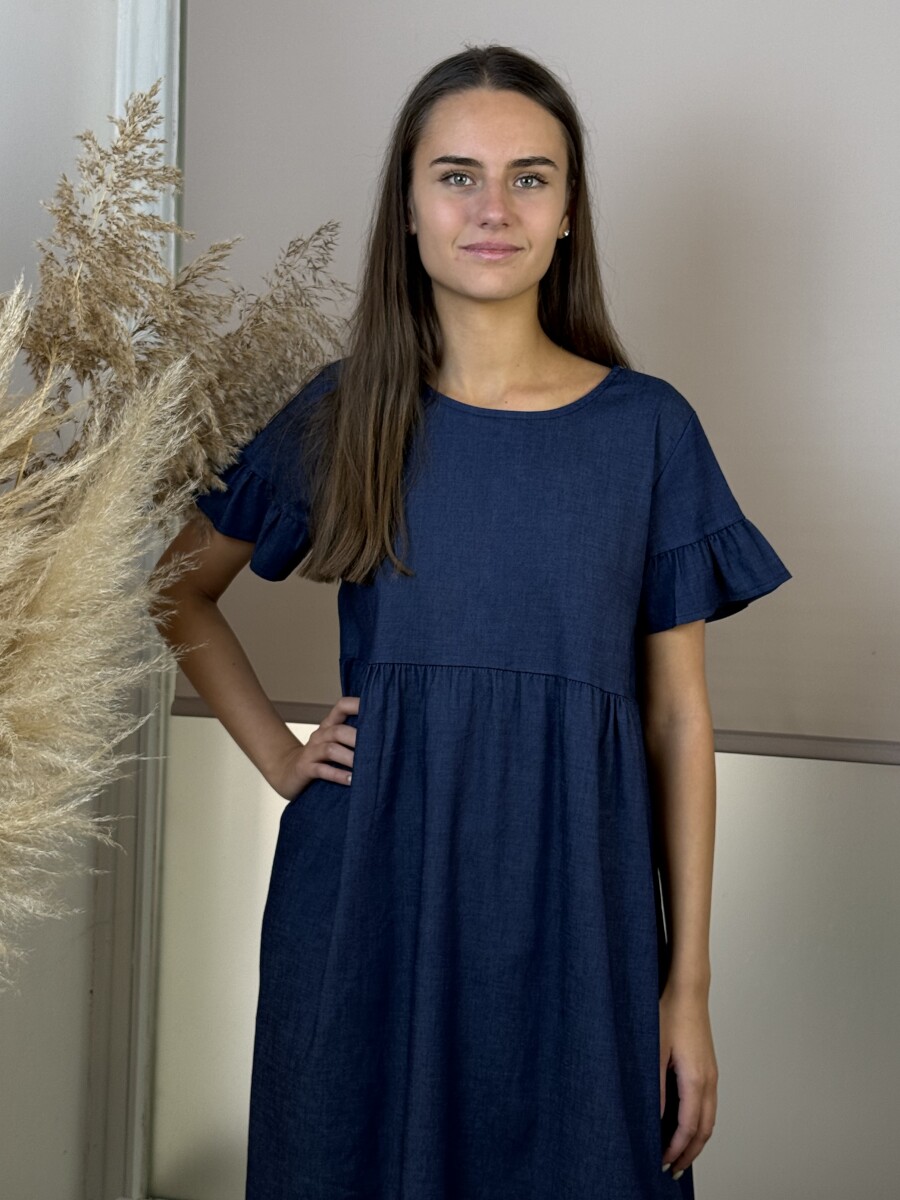 Rövid farmer ruha - indigókék - Kép 12