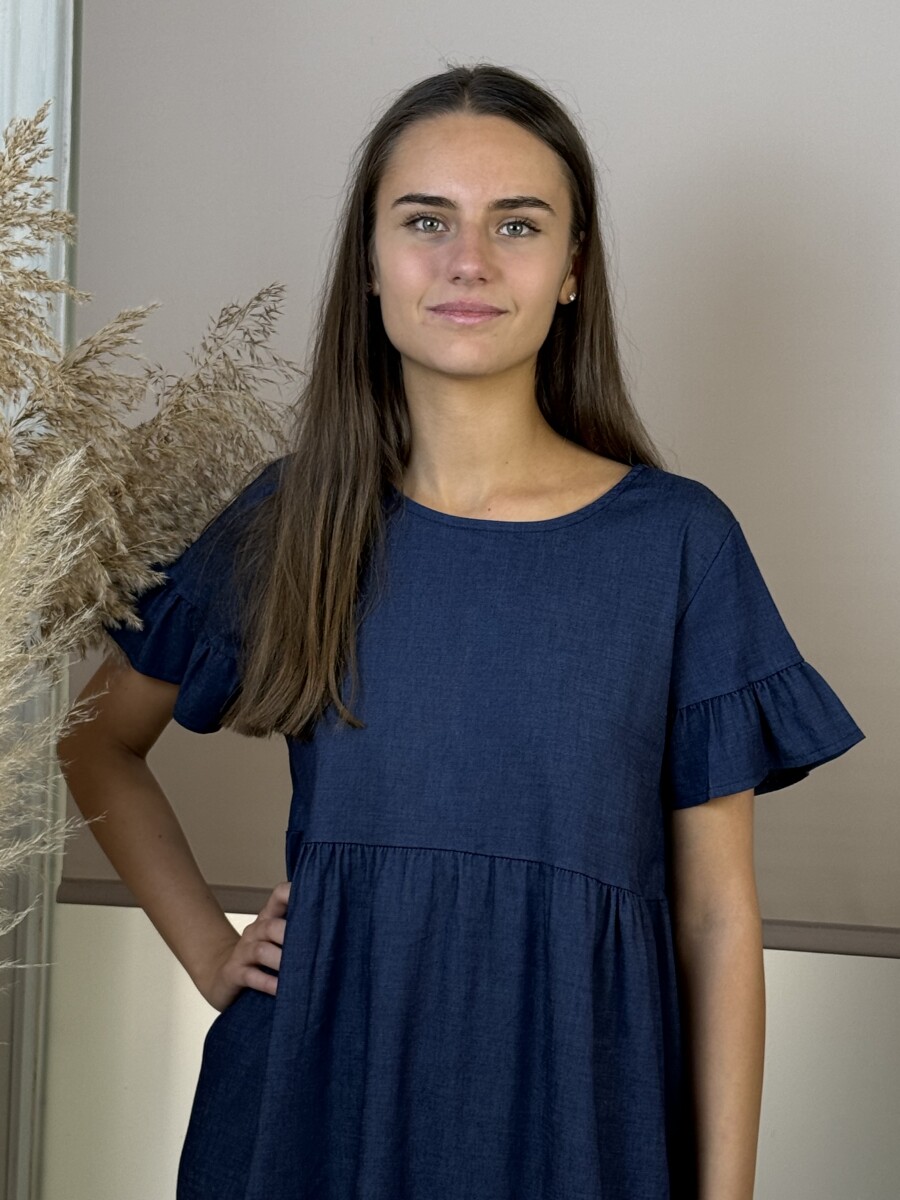 Rövid farmer ruha - indigókék - Kép 5