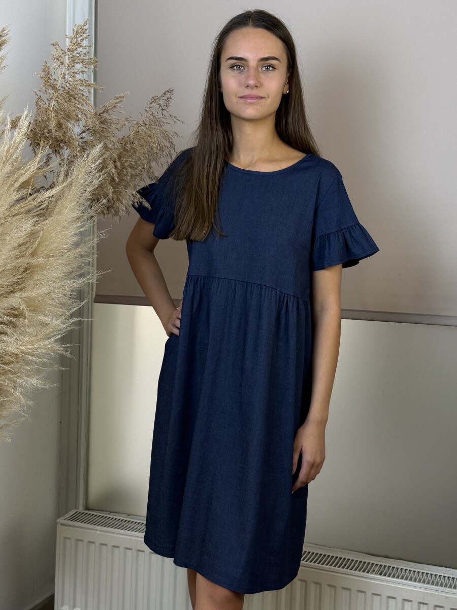 Rövid farmer ruha - indigókék - Kép 3