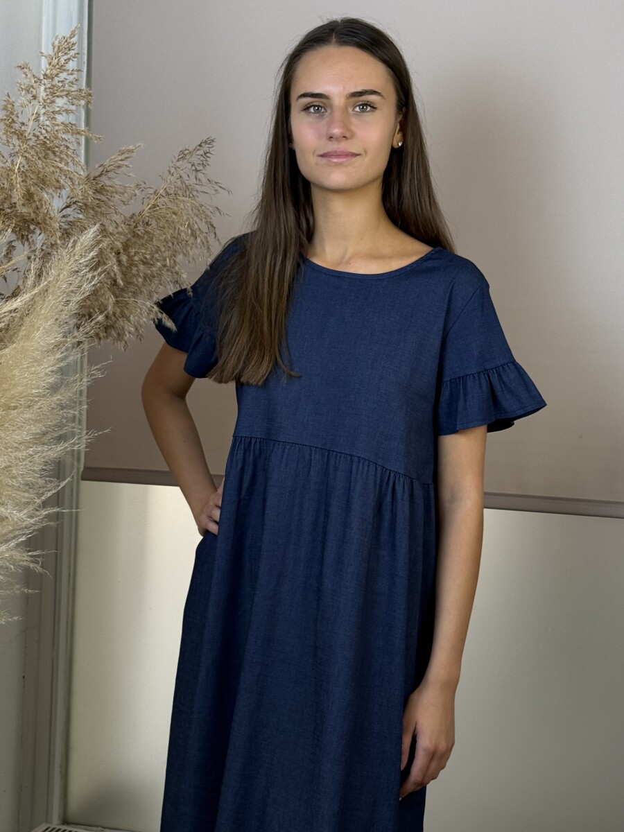 Rövid farmer ruha - indigókék - Kép 9