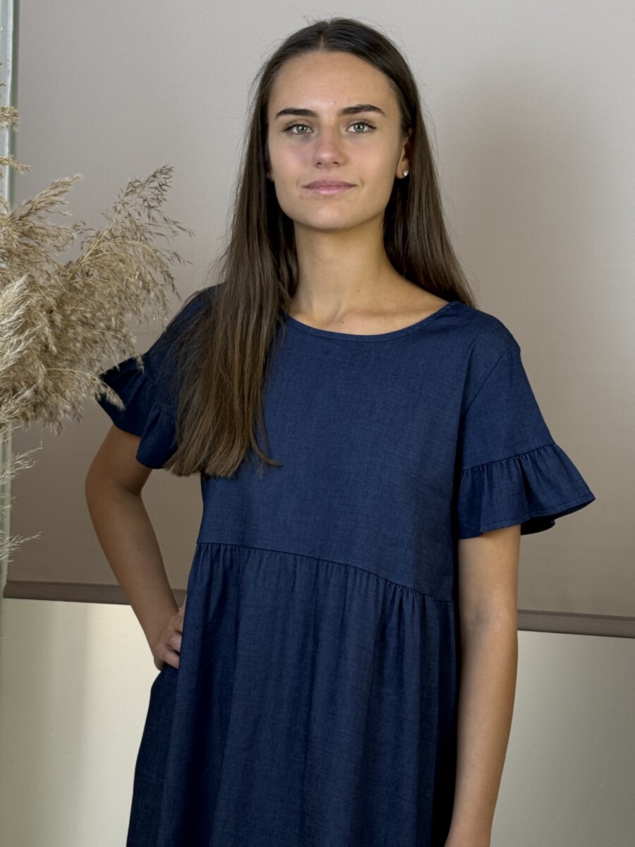 Rövid farmer ruha - indigókék - Kép 13