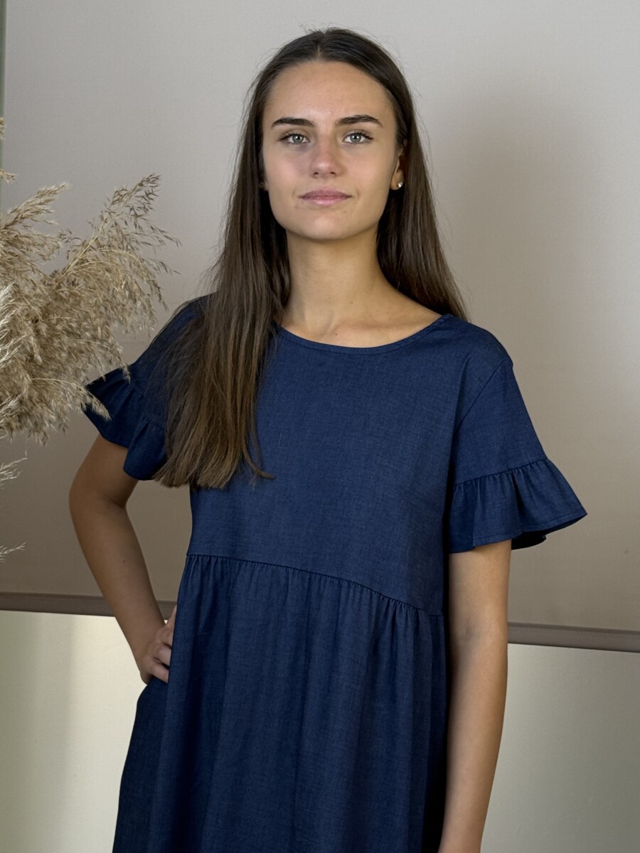 Rövid farmer ruha - indigókék - Kép 7