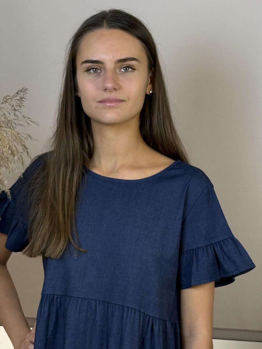Rövid farmer ruha - indigókék - Kép 8