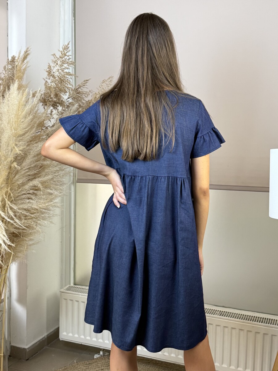Rövid farmer ruha - indigókék - Kép 11
