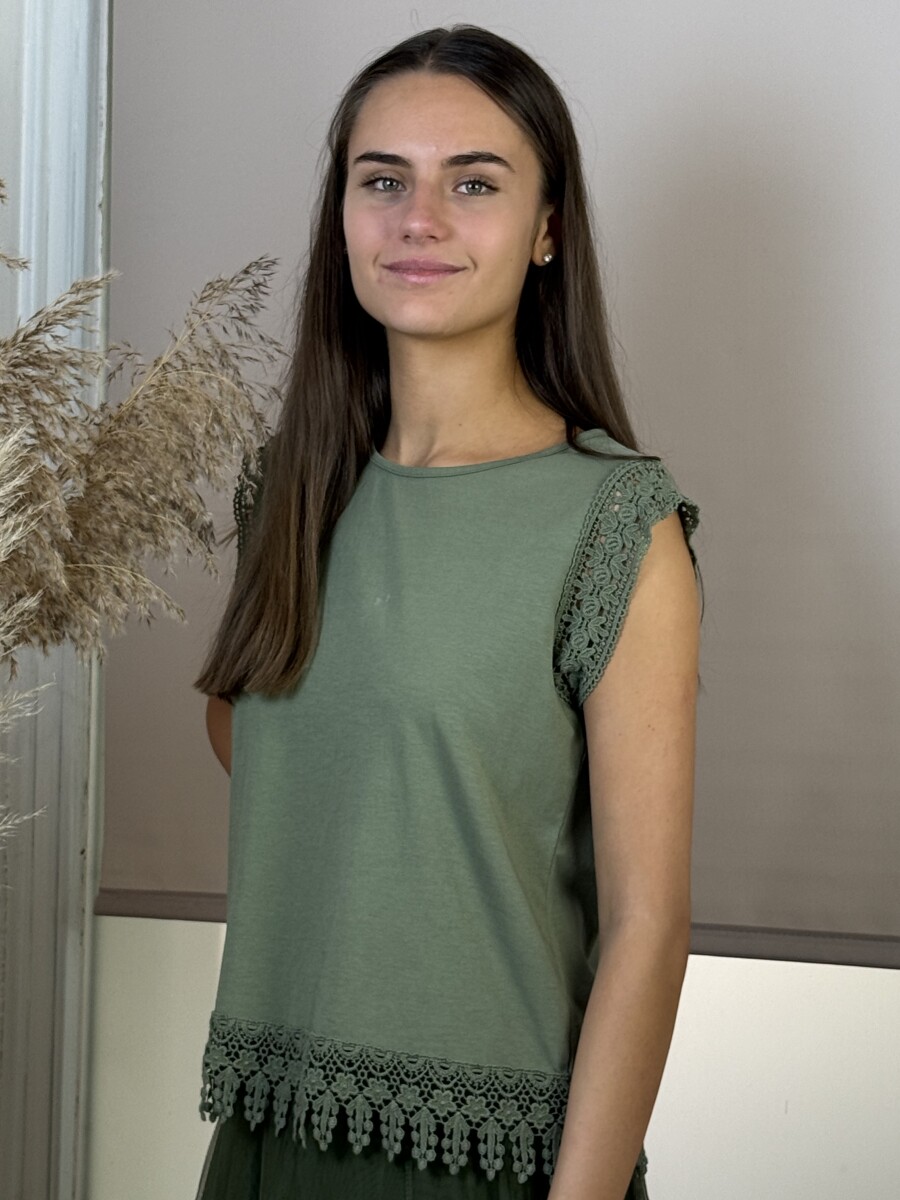 Madeirás ujjatlan póló - khaki - Kép 2