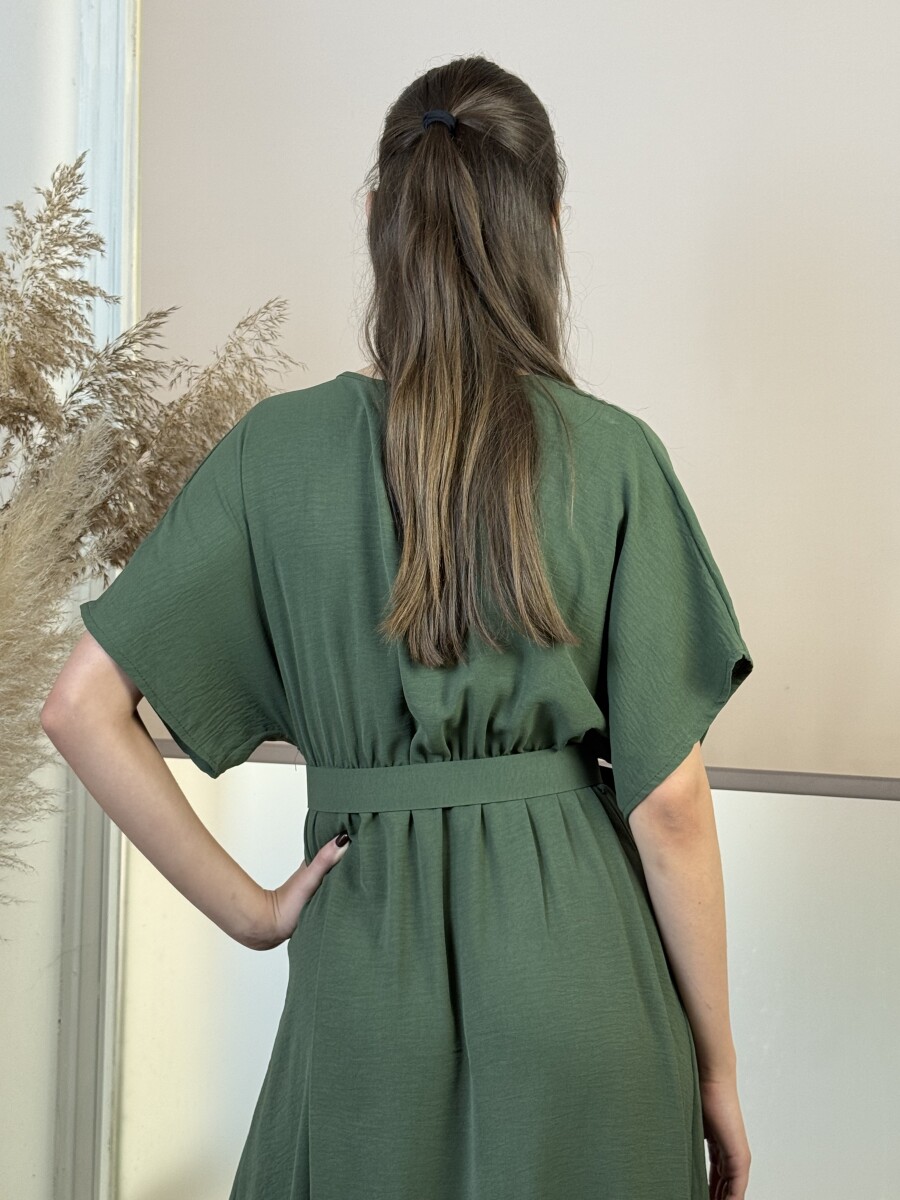 Denevérujjas öves maxi ruha - khaki - Kép 13
