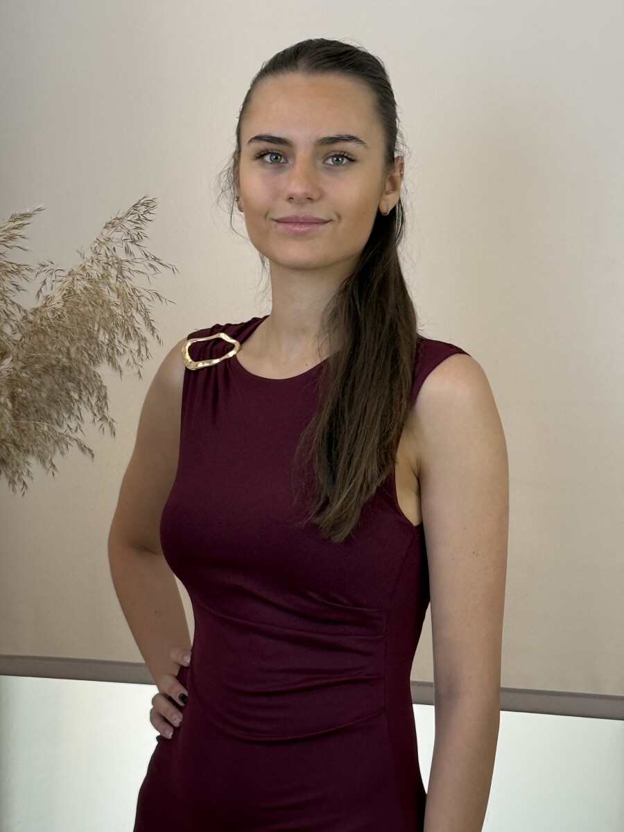 Arany csatos húzott ruha - bordó - Kép 5