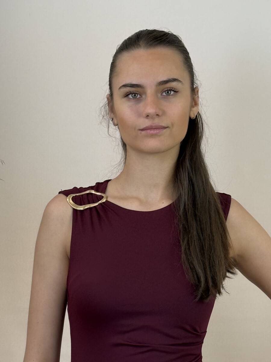 Arany csatos húzott ruha - bordó - Kép 6