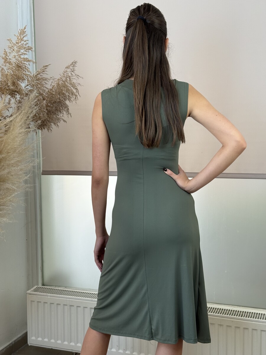 Arany csatos húzott ruha - khaki - Kép 8