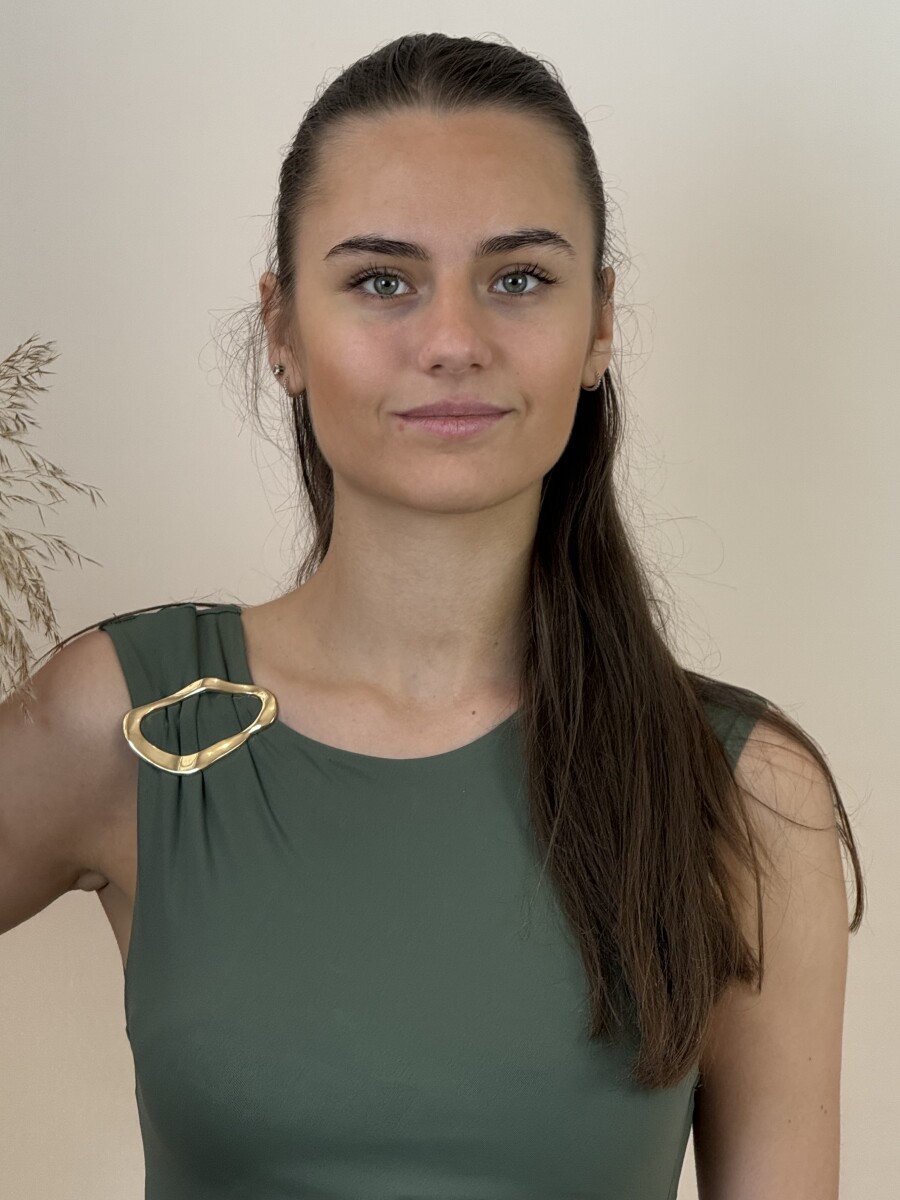 Arany csatos húzott ruha - khaki - Kép 6