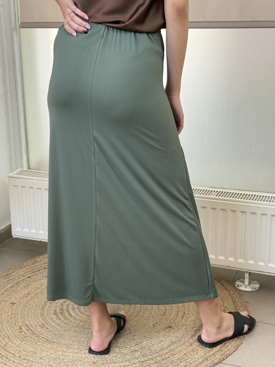 Arany csatos húzott szoknya - khaki - Kép 7