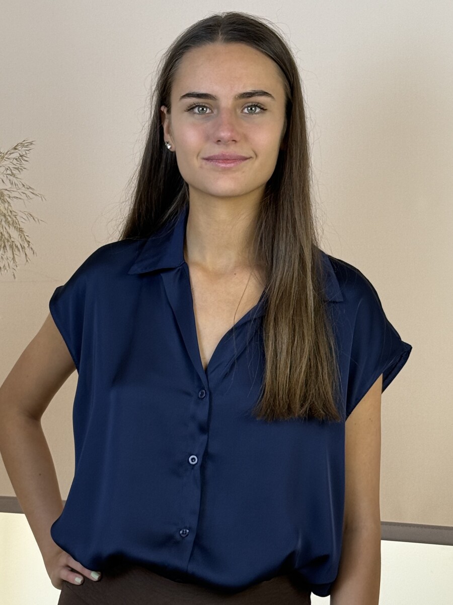 Szatén hatású blúz - sötétkék - Kép 6