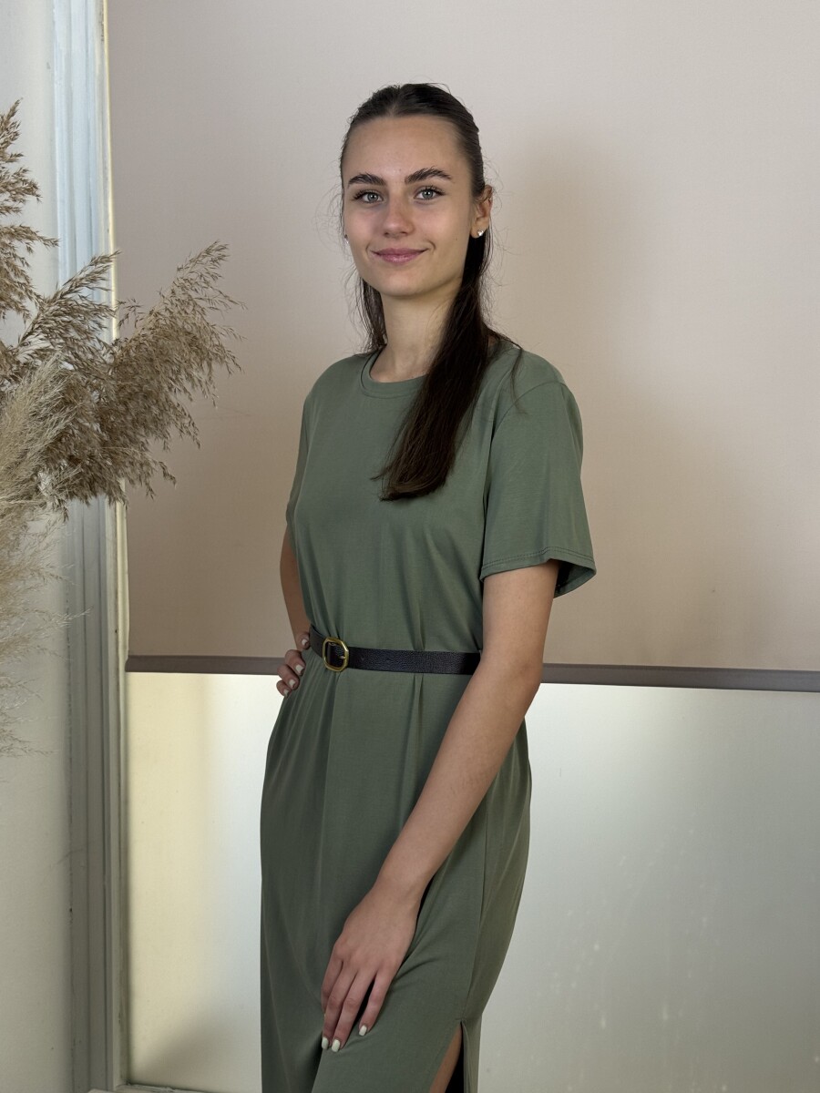 Maxi pólóruha - khaki - Kép 13