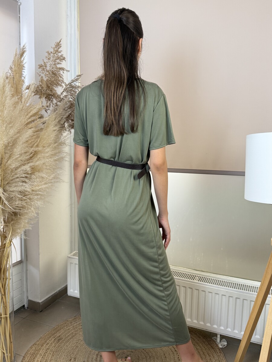Maxi pólóruha - khaki - Kép 12