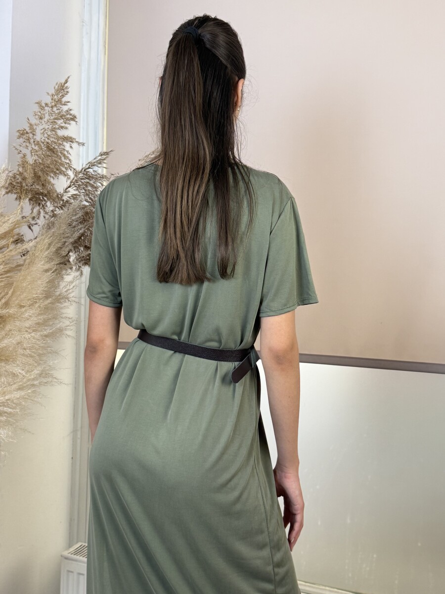Maxi pólóruha - khaki - Kép 11