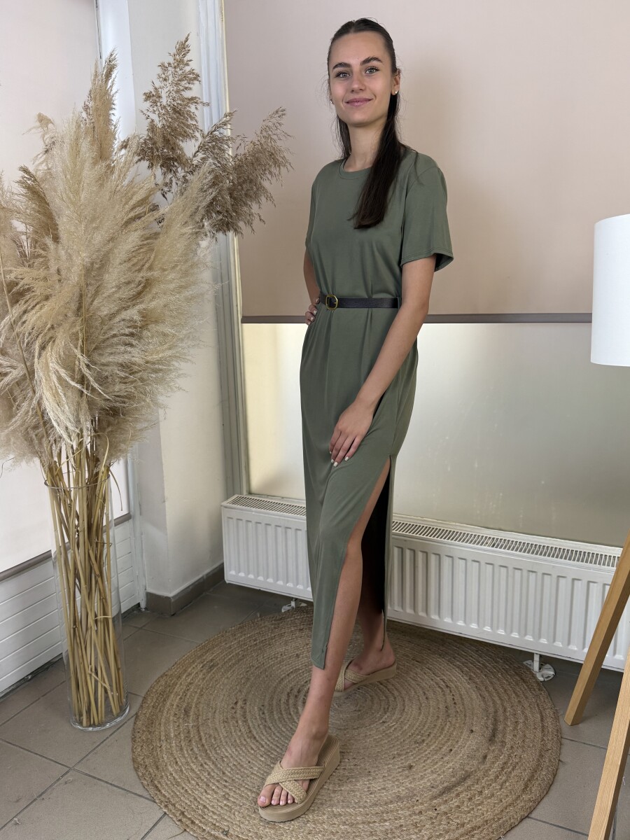 Maxi pólóruha - khaki - Kép 2