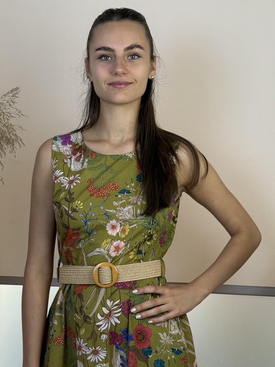 Mintás pamutvászon ruha - pisztácia - Kép 5