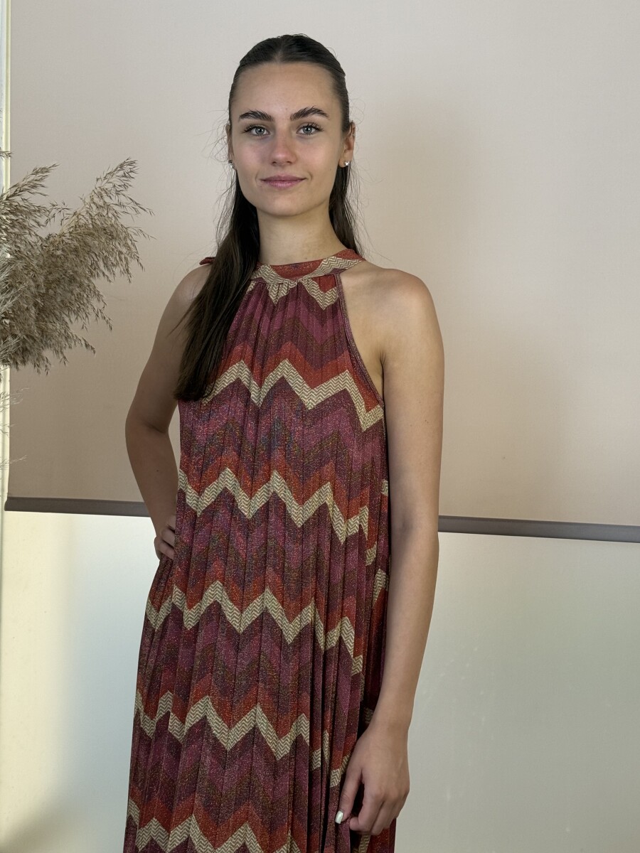 Nyakbakötős midi ruha - bordó - Kép 10