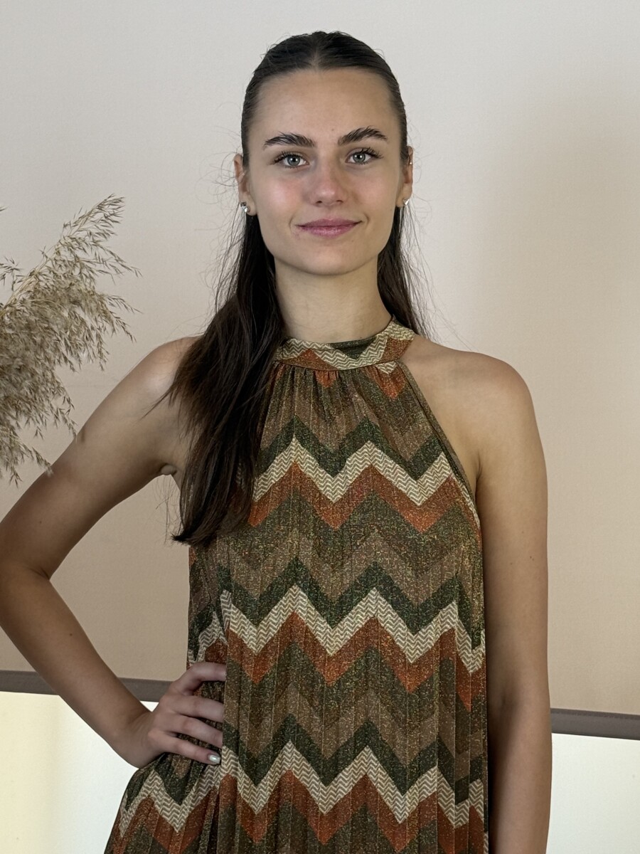 Nyakbakötős mini ruha - rozsda - Kép 9
