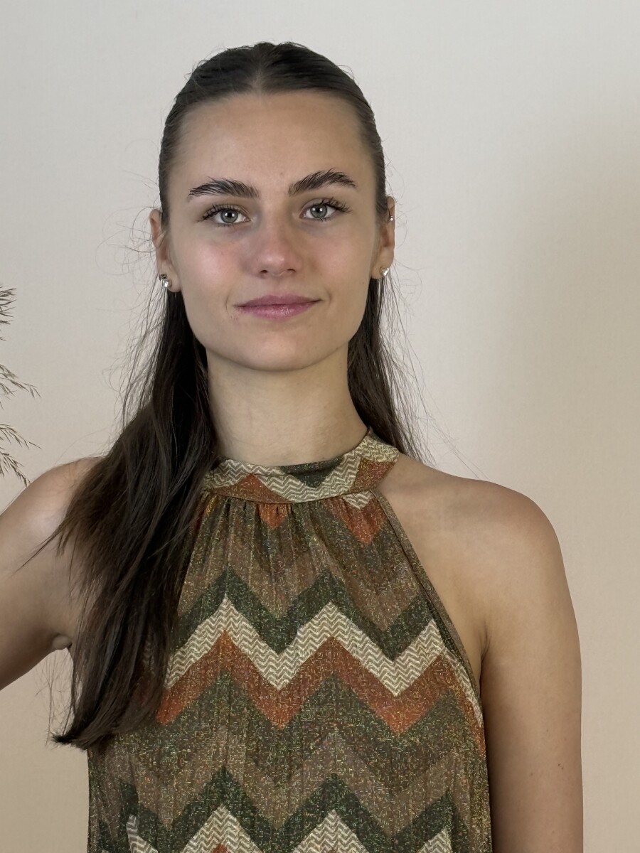 Nyakbakötős mini ruha - rozsda - Kép 5