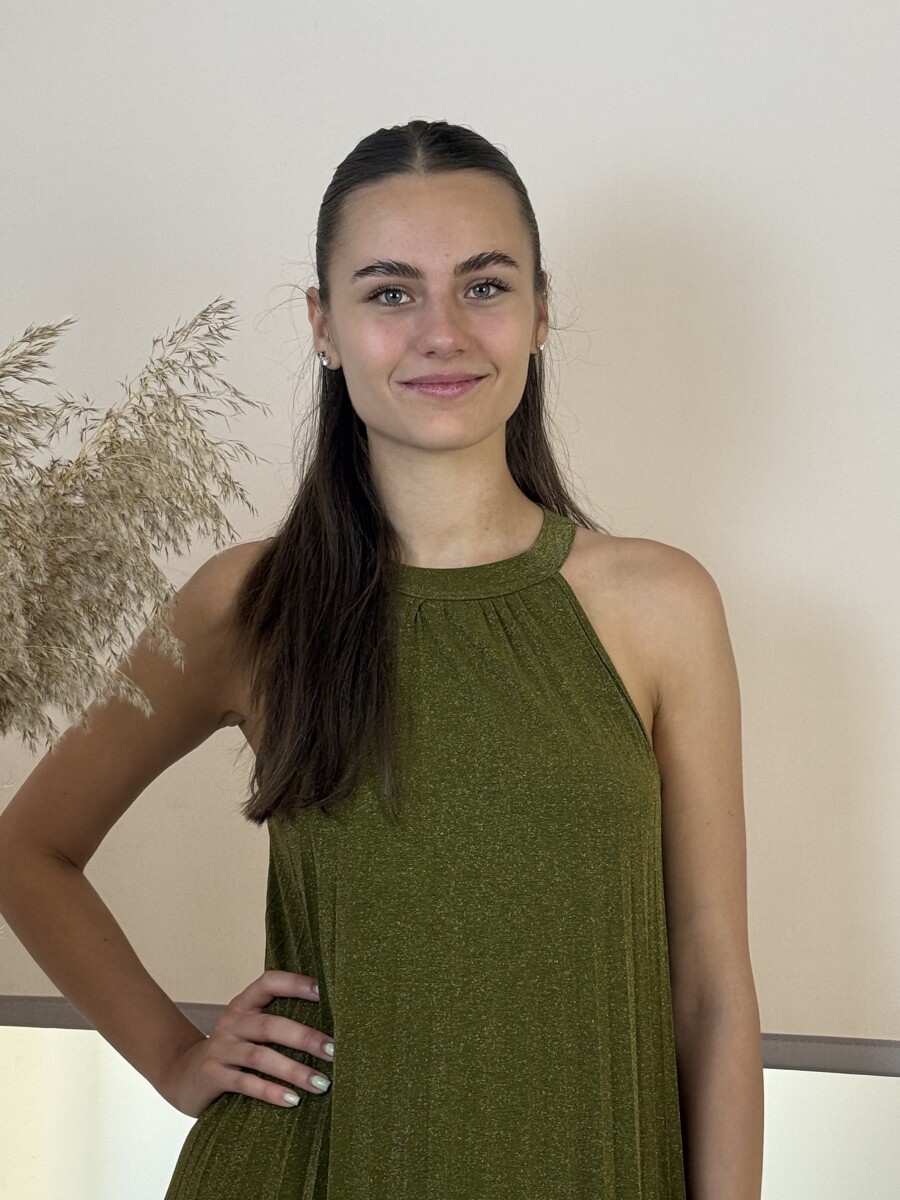Nyakbakötős maxi ruha - pisztácia - Kép 12