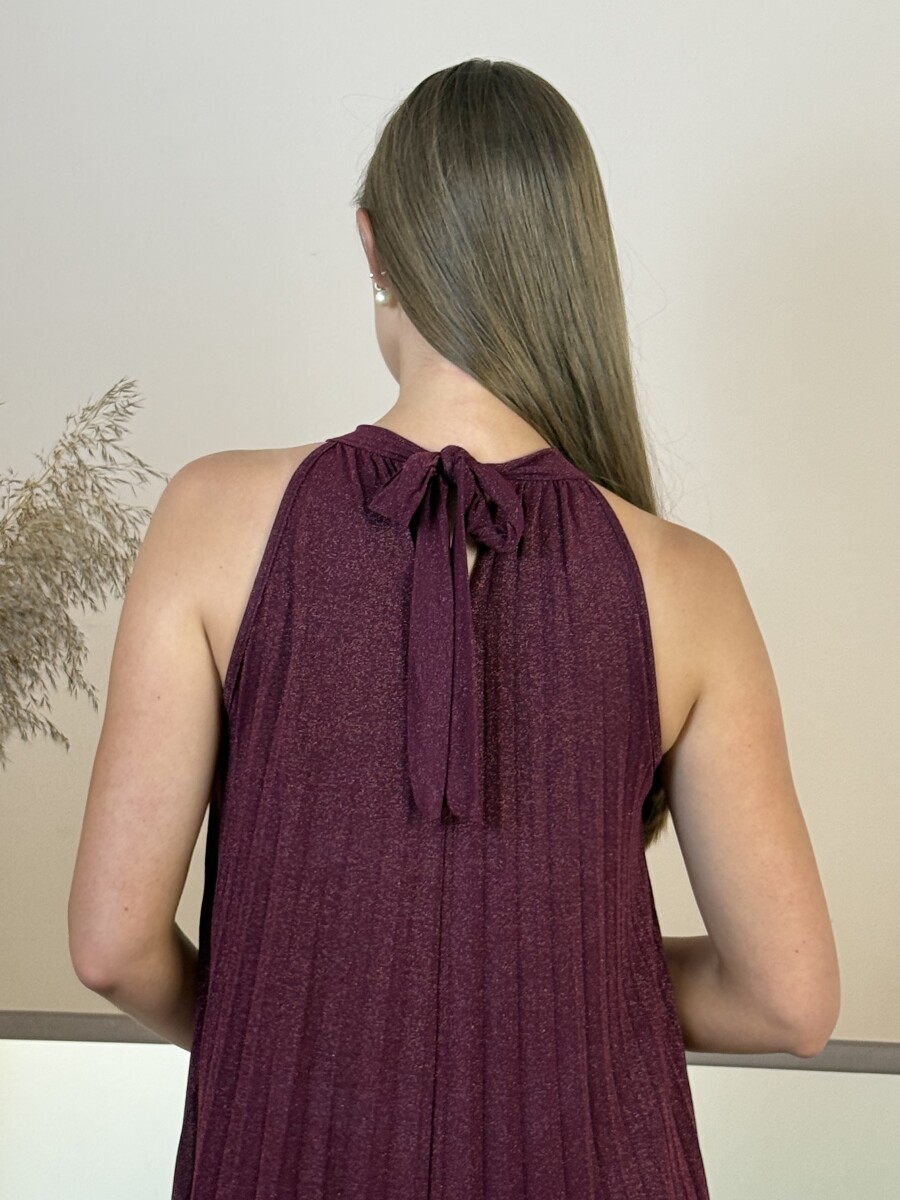 Nyakbakötős maxi ruha - bordó - Kép 14