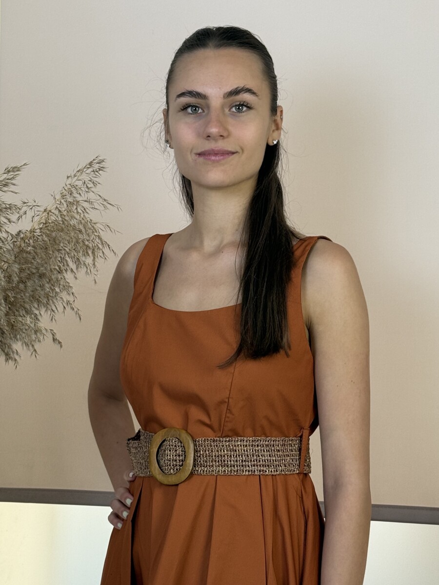 Pamutvászon pántos maxi ruha - rozsda - Kép 6