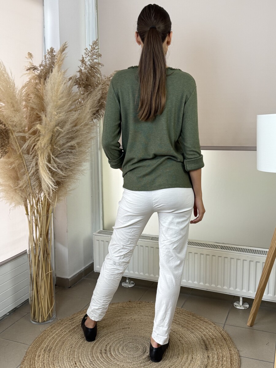 Rojtos nyakú pulóver - khaki - Kép 10