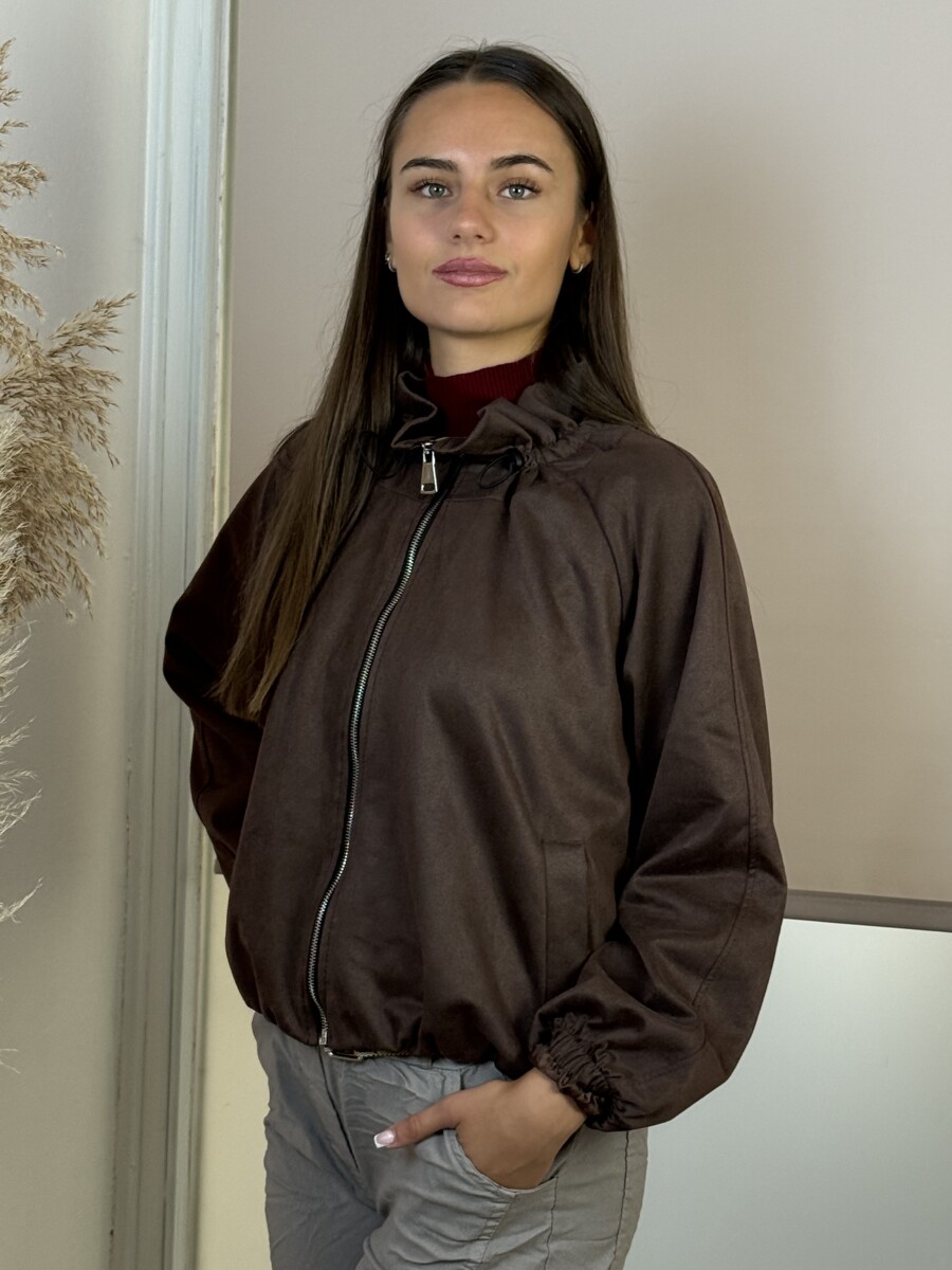 Bomber dzseki húzott nyakkal - barna - Kép 6