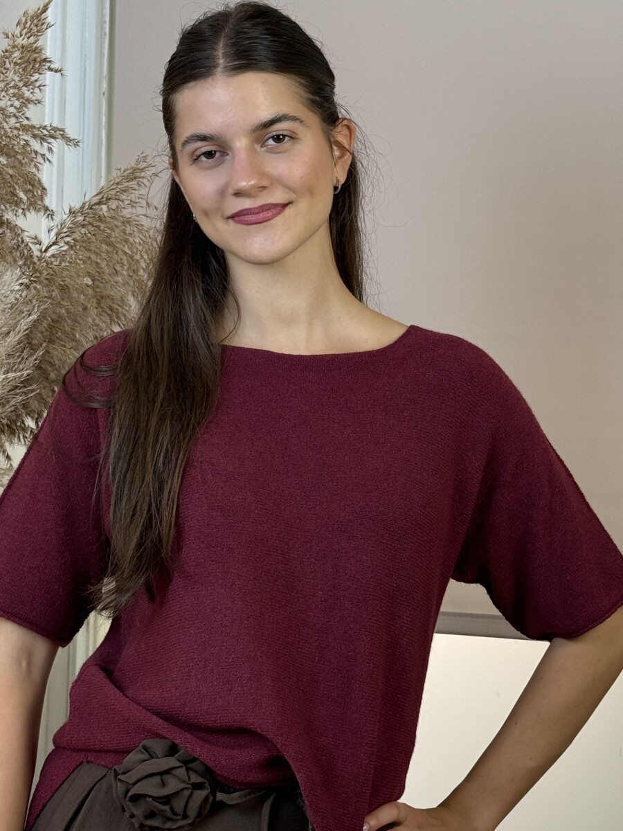 Rövid ujjú lezser pulóver - rozsda - Kép 5