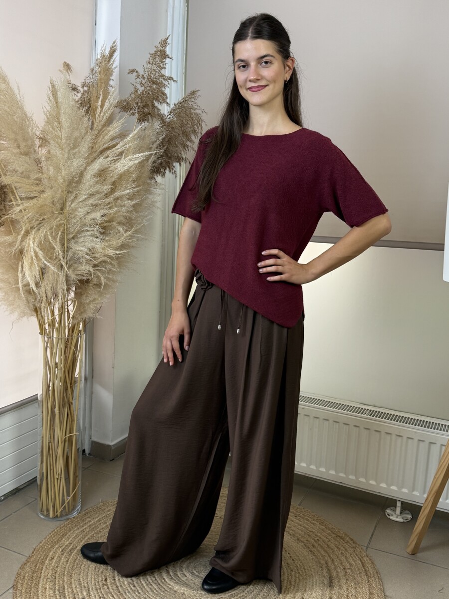 Rövid ujjú lezser pulóver - rozsda - Kép 3