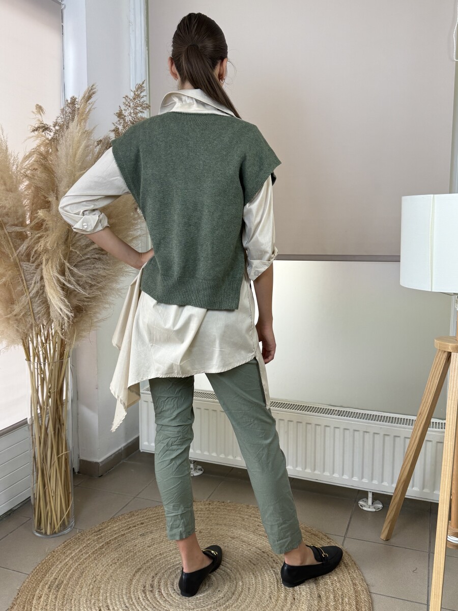 Gombos kötött mellény - khaki - Kép 10