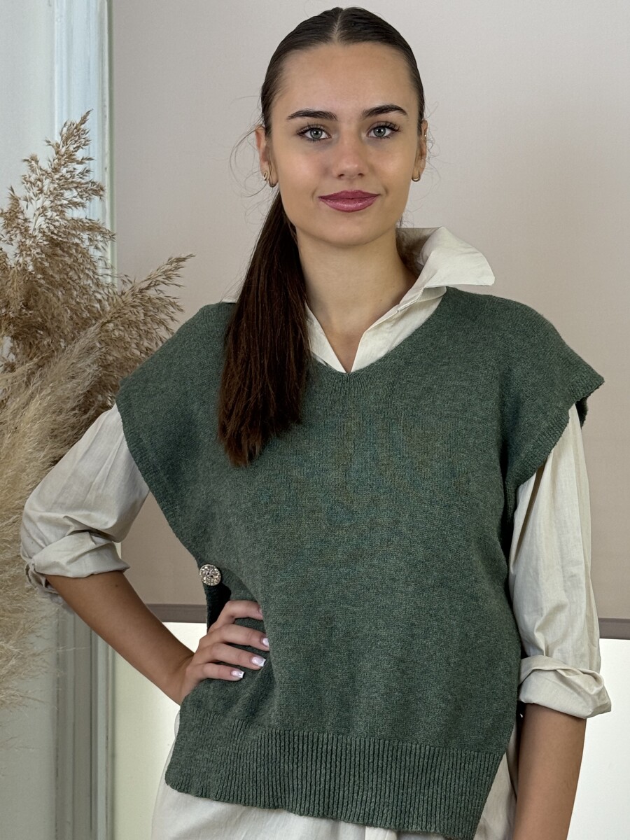 Gombos kötött mellény - khaki - Kép 7
