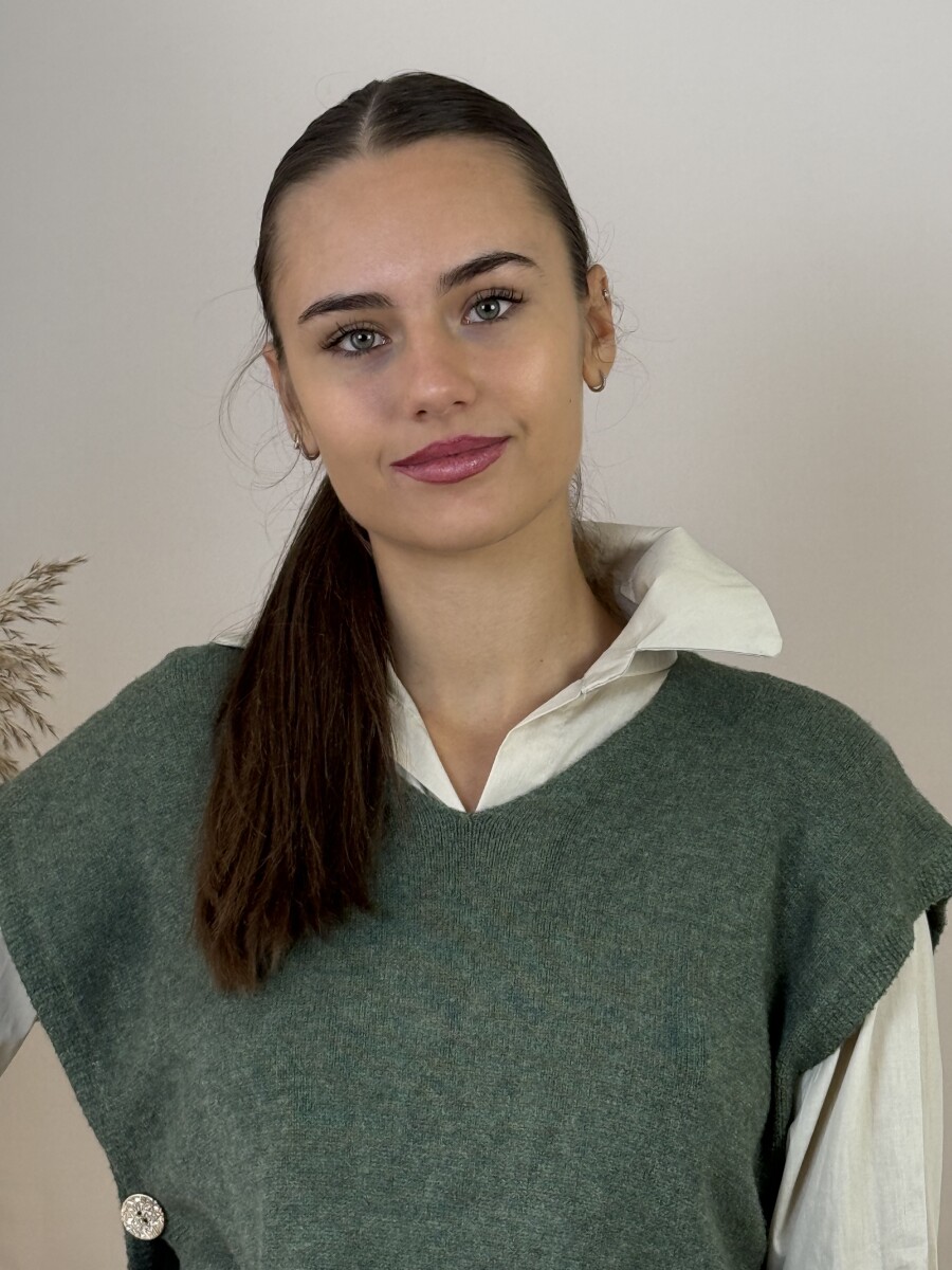 Gombos kötött mellény - khaki - Kép 6