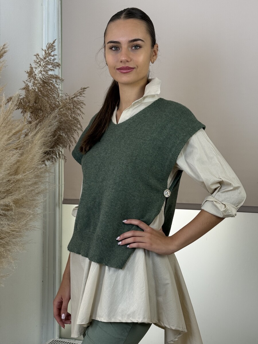 Gombos kötött mellény - khaki - Kép 8