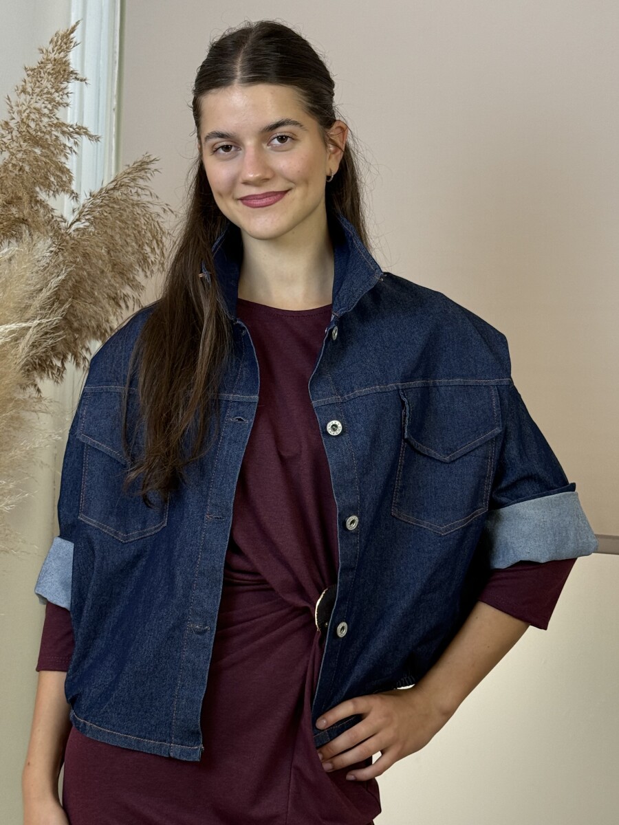 Denevér ujjú farmer dzseki