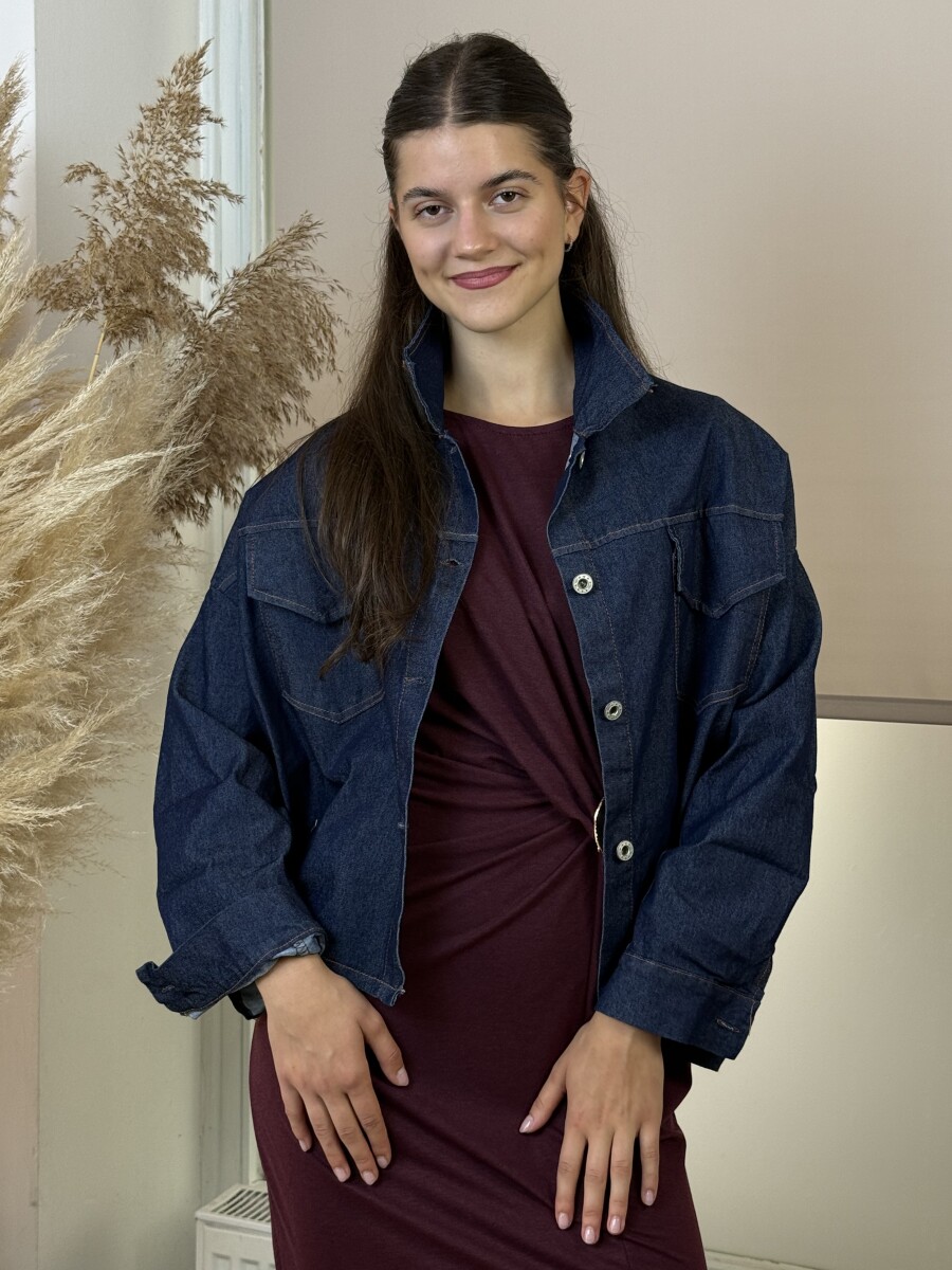 Denevér ujjú farmer dzseki - indigókék - Kép 11