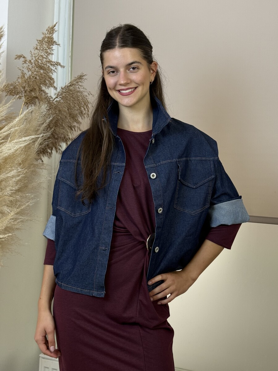 Denevér ujjú farmer dzseki - indigókék - Kép 10